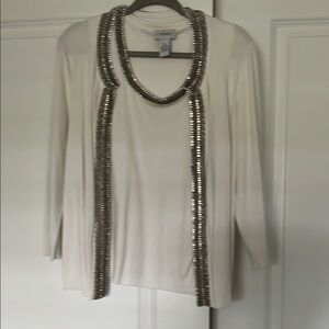 Carmen Cream Cardigan with Silver Accents